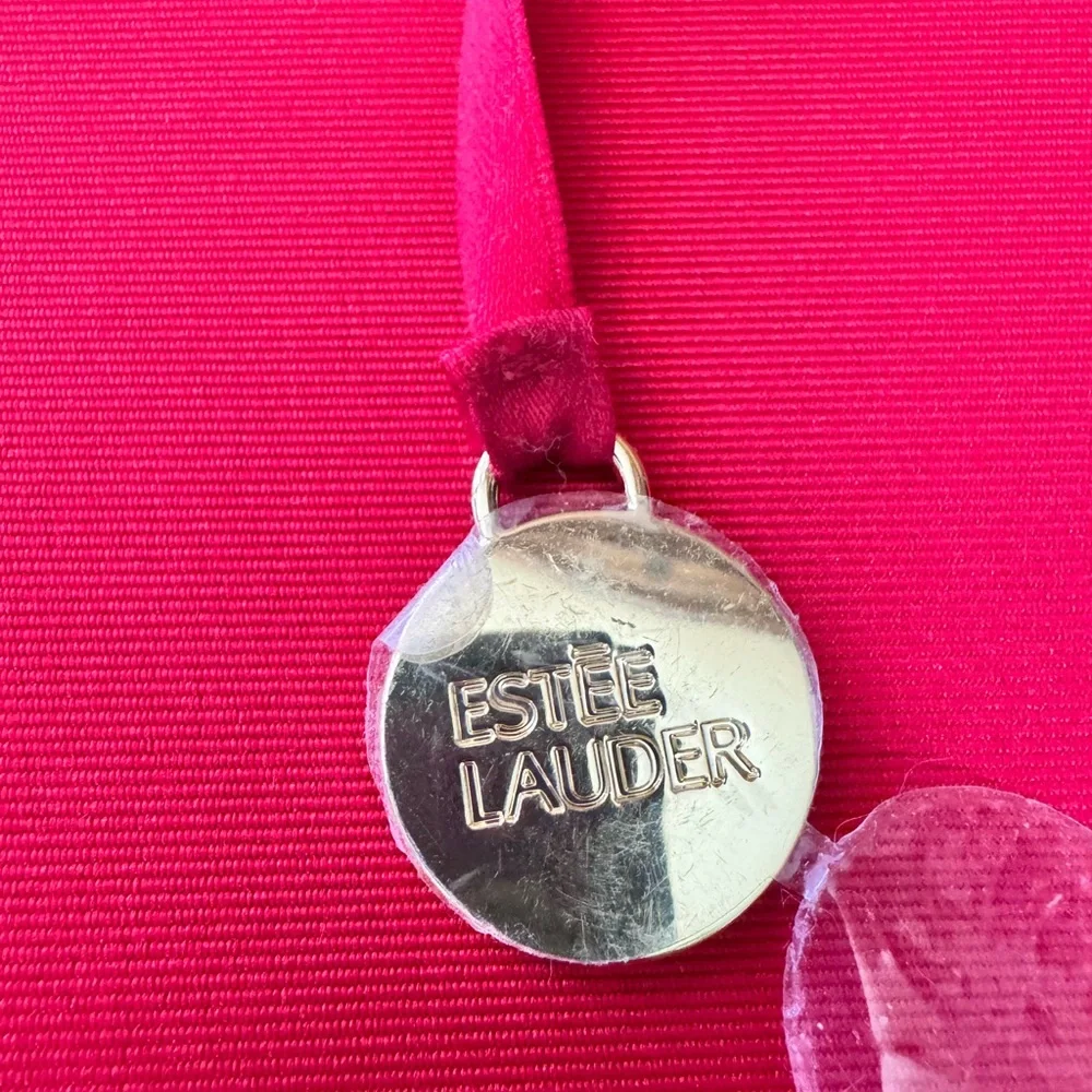 Estee Lauder Red Train Case Cosmetic Makeup Bow Handle NWT